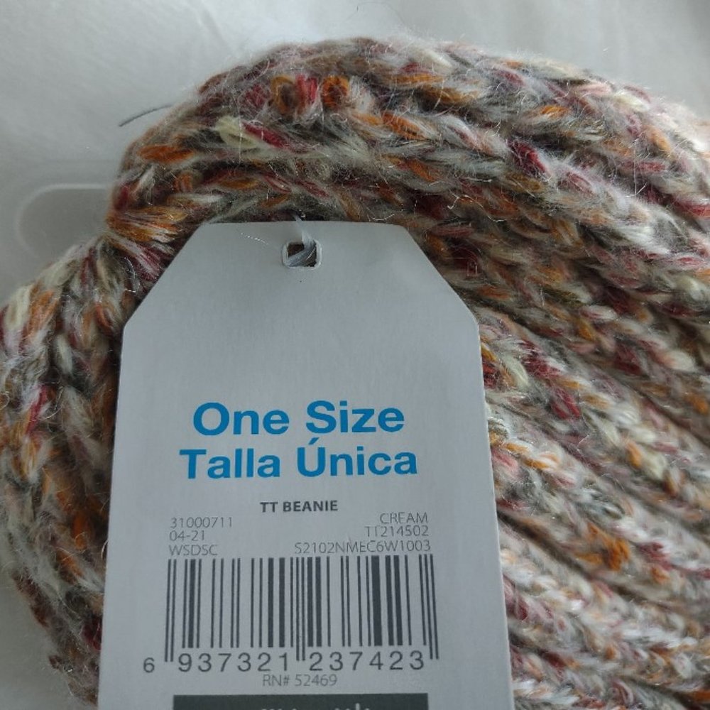 NWT Time & Tru Velour Lined Beanie Cream mixed One Size - Picture 5 of 5